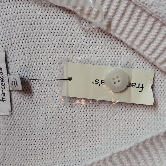 NWT, Francesca's CHOCOLATE MARTINI Cream Cardigan with Pink Bows, SIZE L - Picture 3 of 8